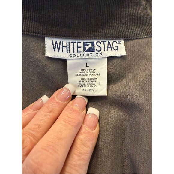 White Stag Gull Zip Gray Corduroy Jacket Sz. L Zip Pockets - Picture 10 of 10